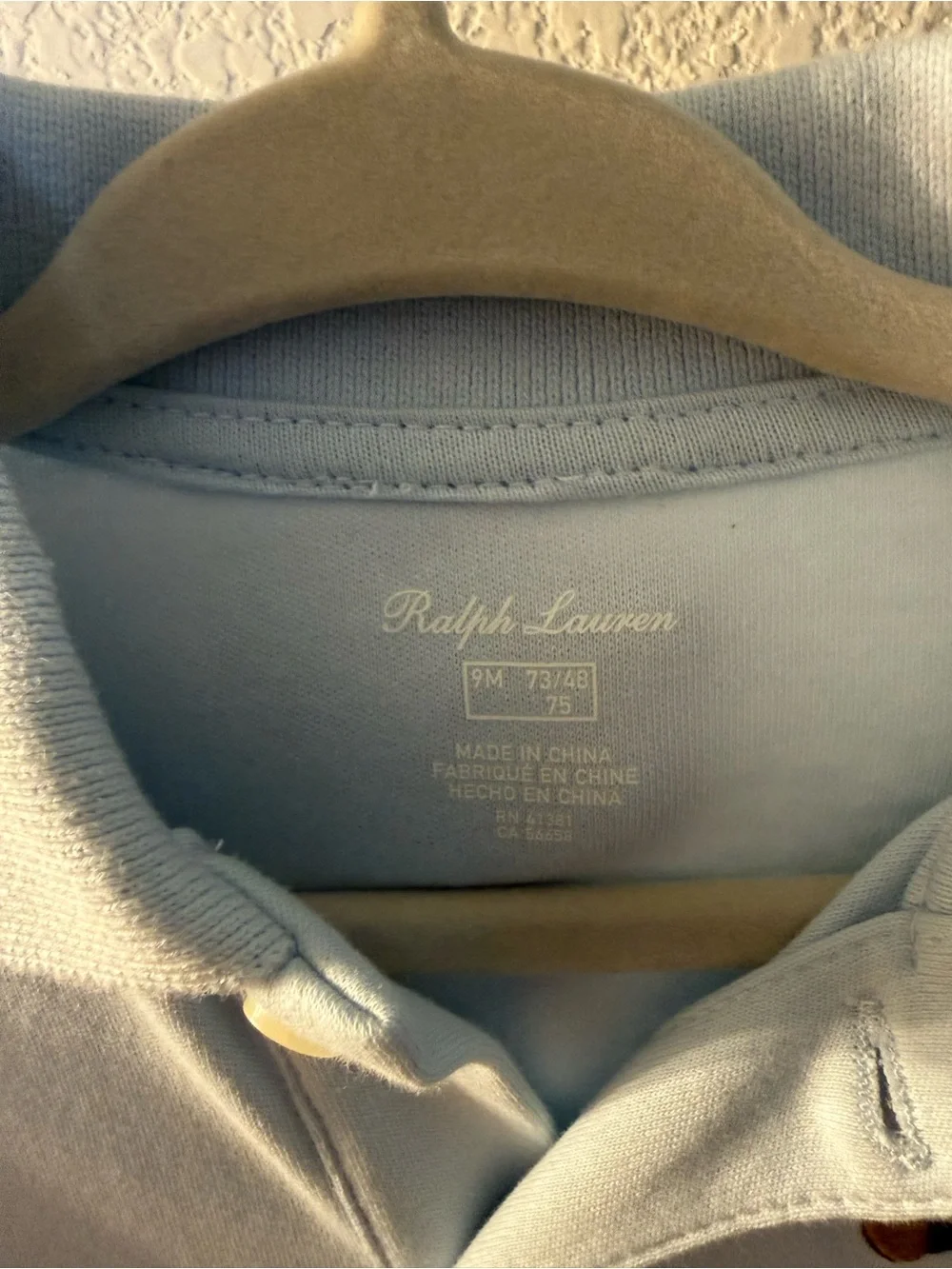 Ralph Lauren Light Blue Footed Polo Onesie